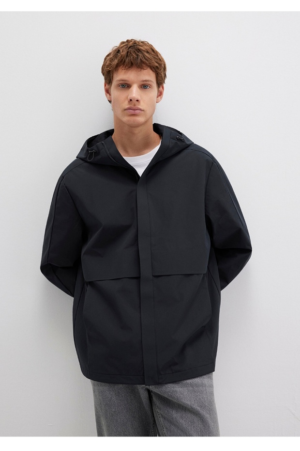 kapüşonlu su itici regular fit ceket - 1