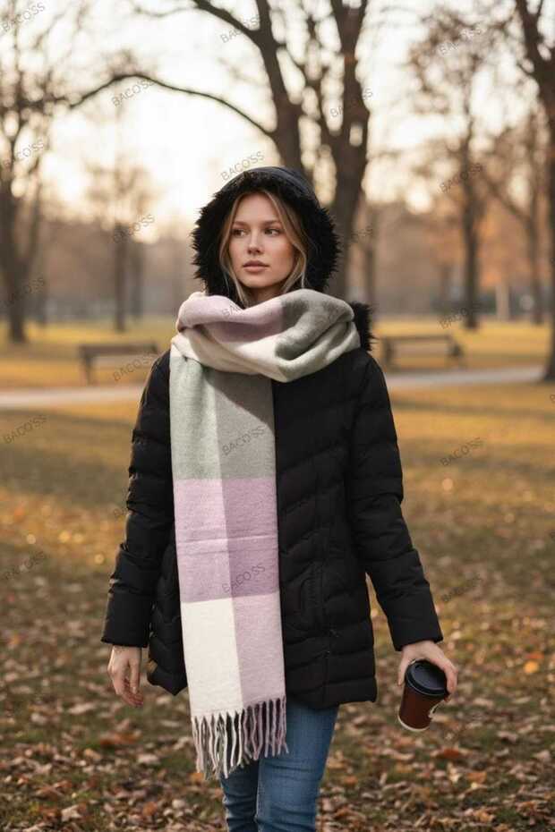 Checkered Puffy Soft Textured Scarf (Bc-1237)
