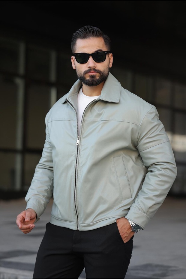 معطف جلدي مبطن من الداخل للرجال - 2