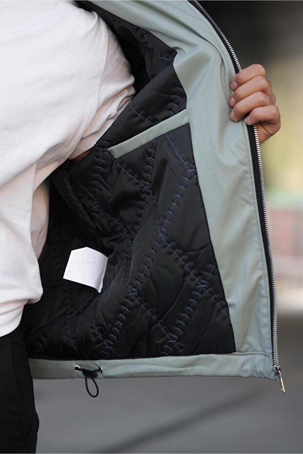 معطف جلدي مبطن من الداخل للرجال - 5