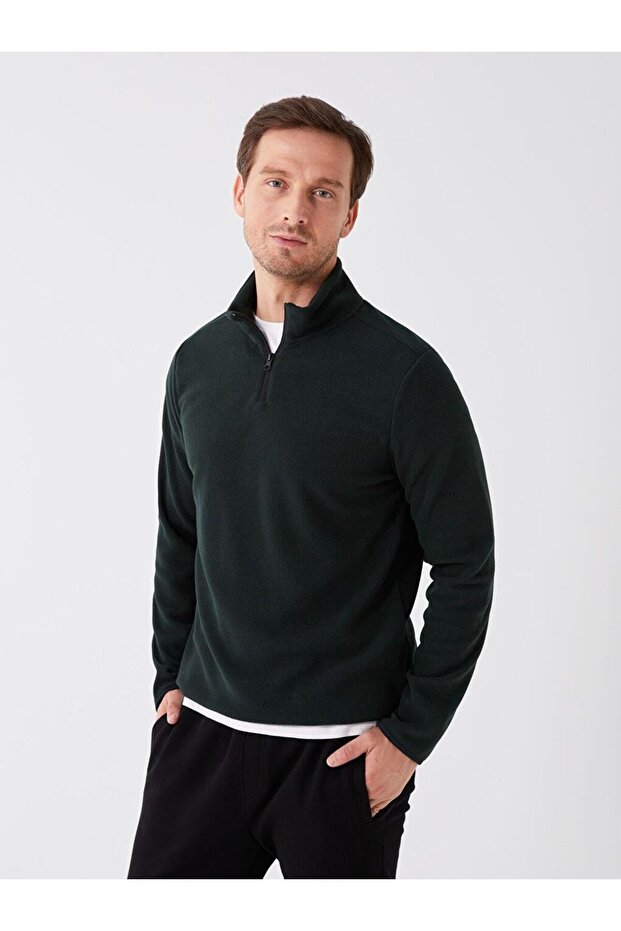 Stand Collar Long Sleeve Fleece Men's Sweatshirt (W3)