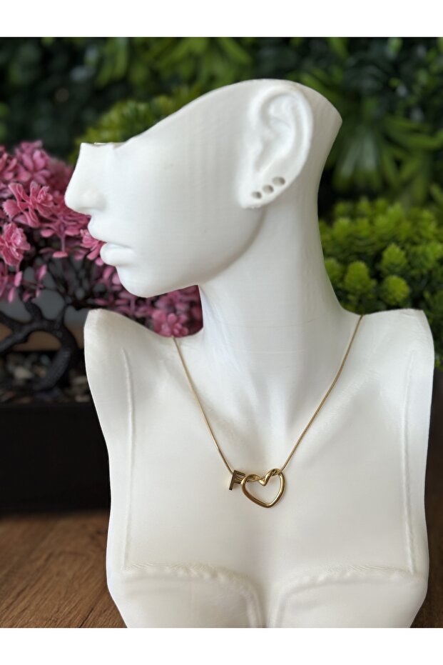 Heart F Letter Steel Necklace