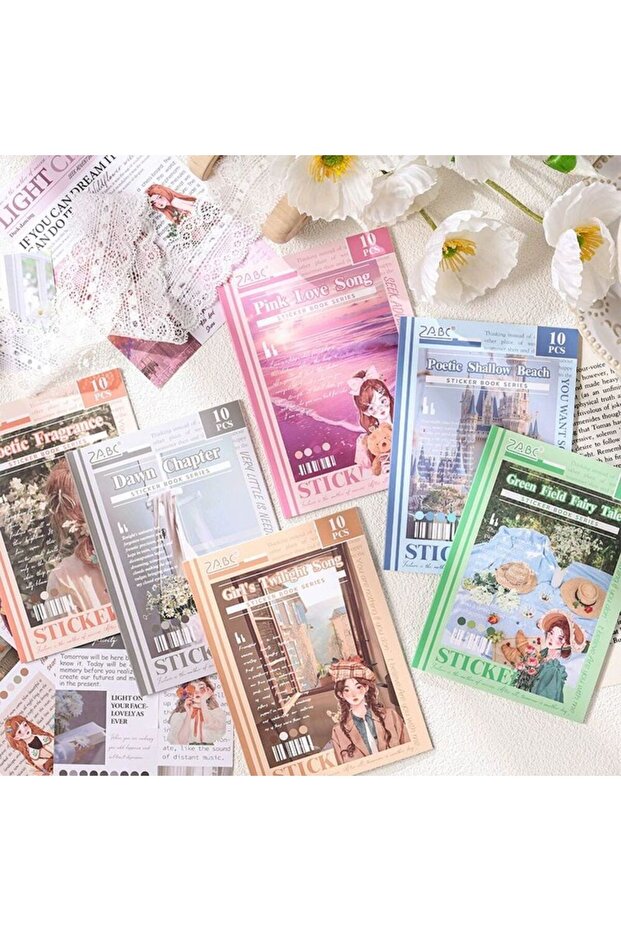 U7-10 Pages Girl Magazine Sticker Book - Color: Blue