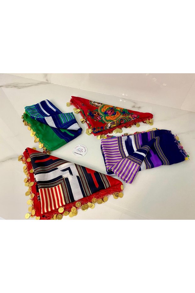 Karadeni̇z Regional Keşan, Scarf, Shawl, Wrap, Writing, Scarf, 4-Piece Multi-Color