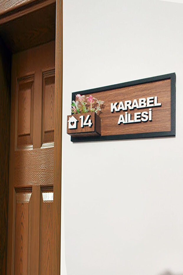 Kişiye özel çiçekli ahşap kapı numarası Kapı süsü – Çiçekli Kapı Süsü - 3