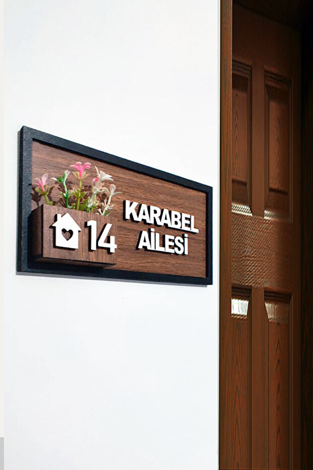 Kişiye özel çiçekli ahşap kapı numarası Kapı süsü – Çiçekli Kapı Süsü - 1