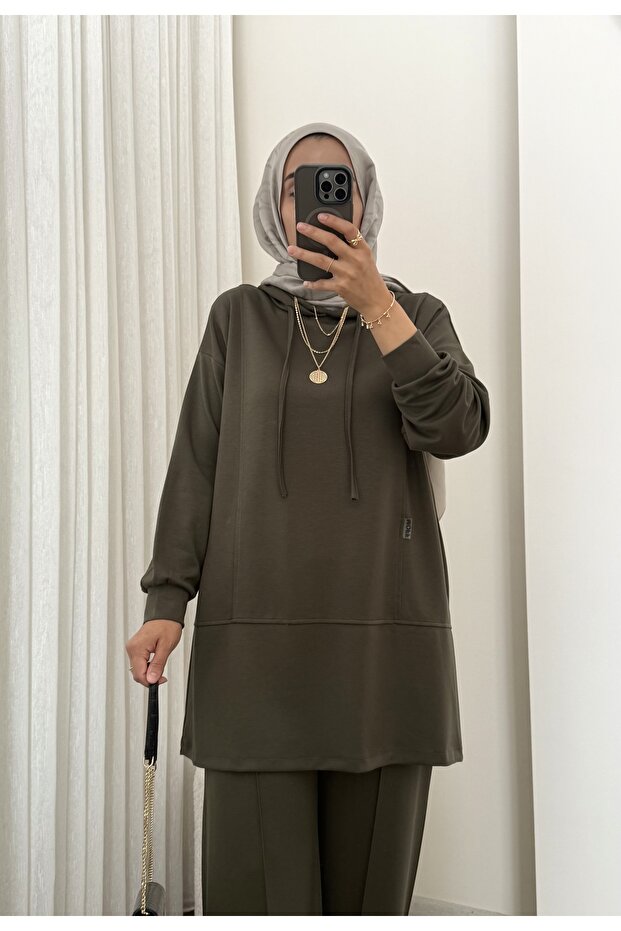 Kapşonlu Soft kumaş basic (geniş kalıp) 2li takım - 2