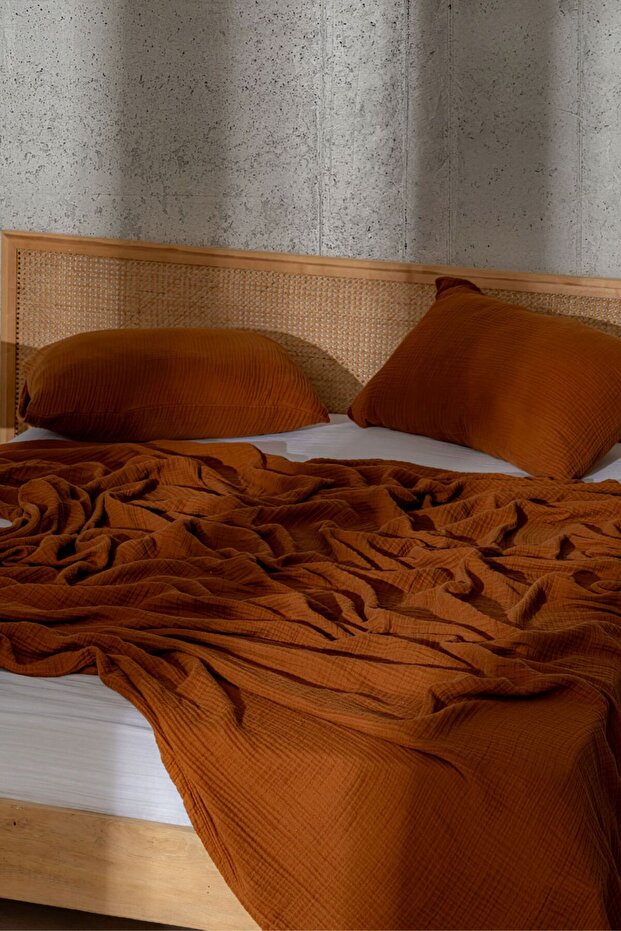 Müslin Yatak Örtüsü Ultra Yumuşak Yüksek Kaliteli 4 Kat Muslin Pike (Tek Kişilik (240x240 cm) - 5