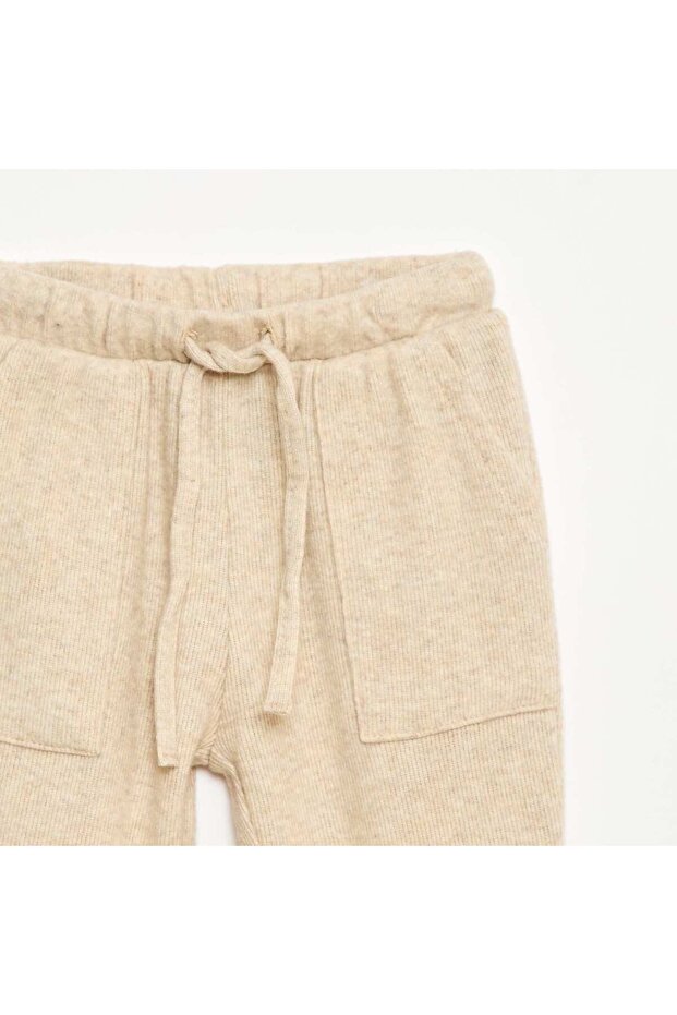 بنطال رياضي محبوك مريح باللون البيج - 2