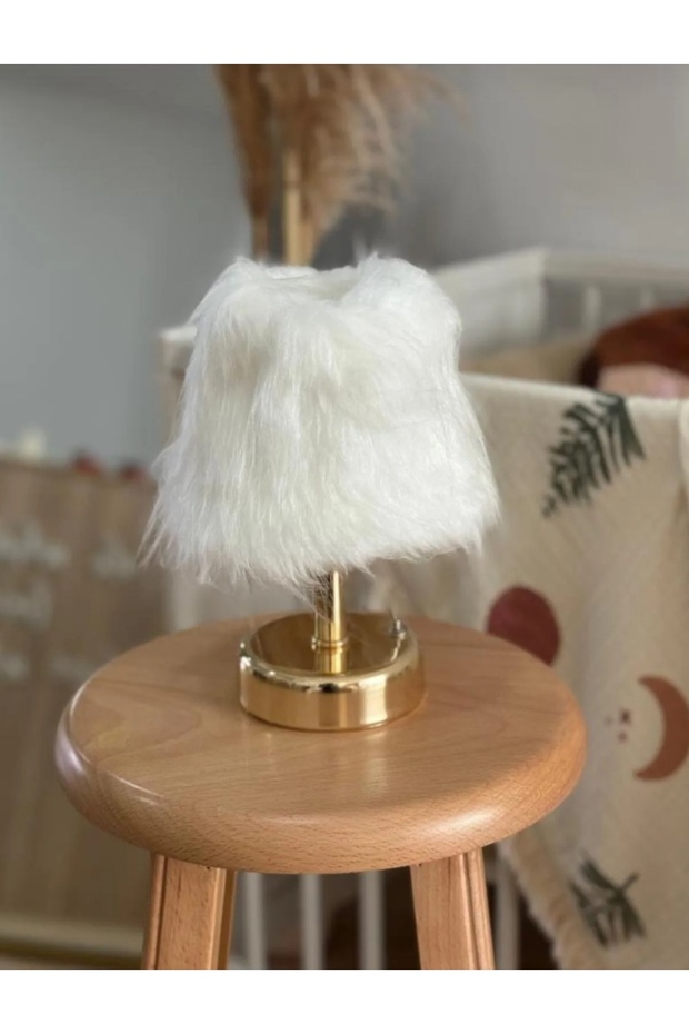 White Plush Cordless Table Lamp - 1