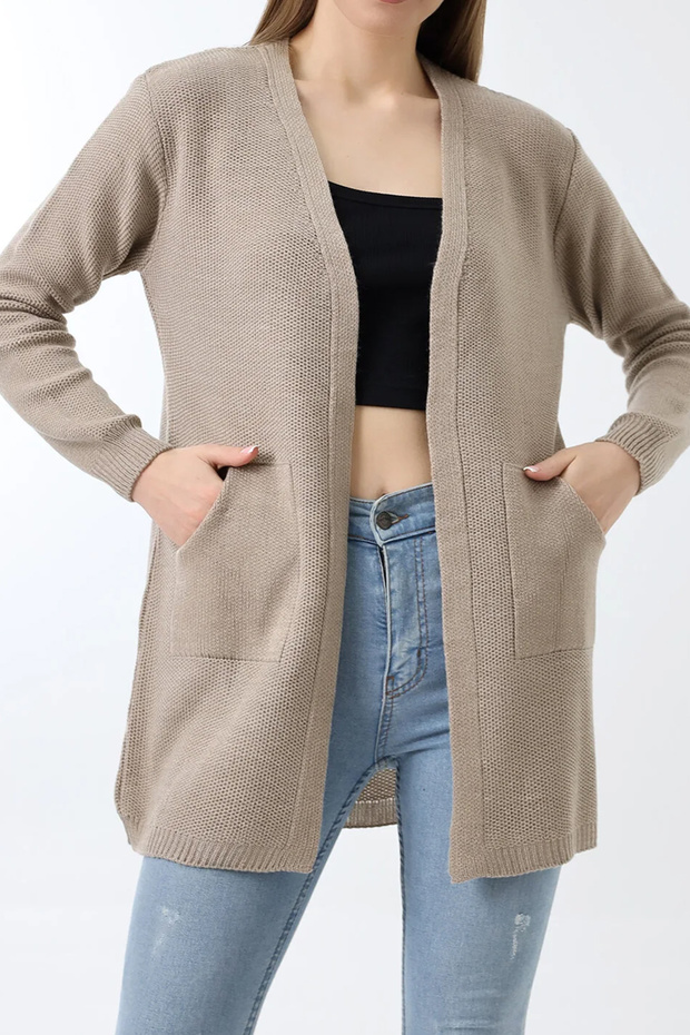 Women's Honeycomb Knit Kangaroo Pocket Knitwear Cardigan