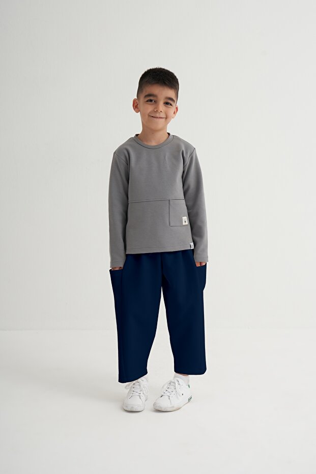 Unisex Children's Interlock Side Pocket Trousers Navy Blue