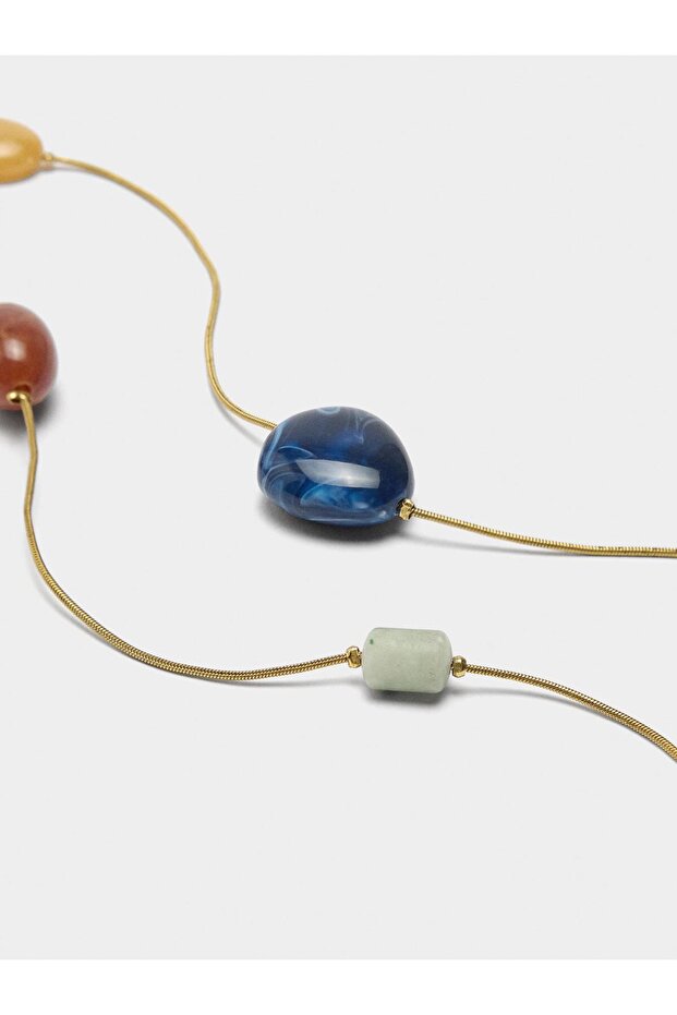 Taş ve Resinli Uzun Kolye - 2