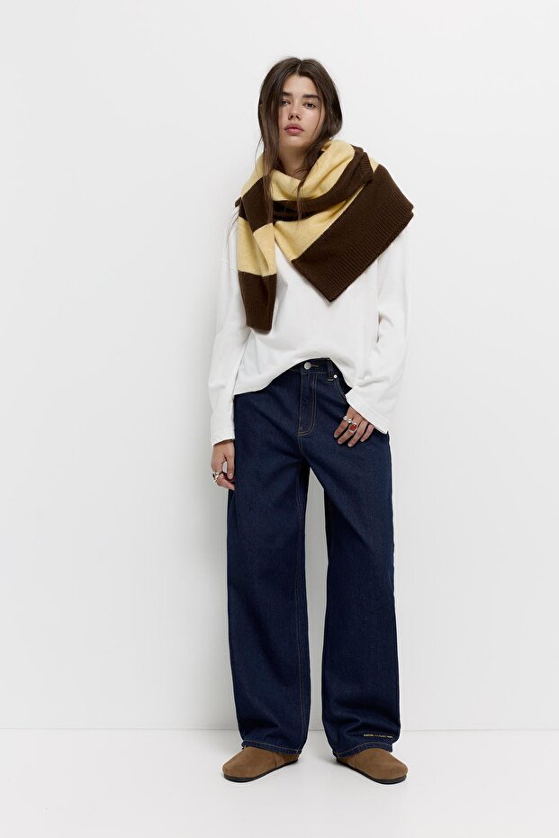 İşlemeli geniş paça jean - 3