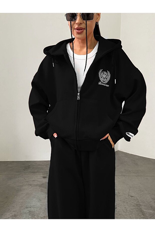 EMBROIDERED FULL COTTON TRACKSUIT SET