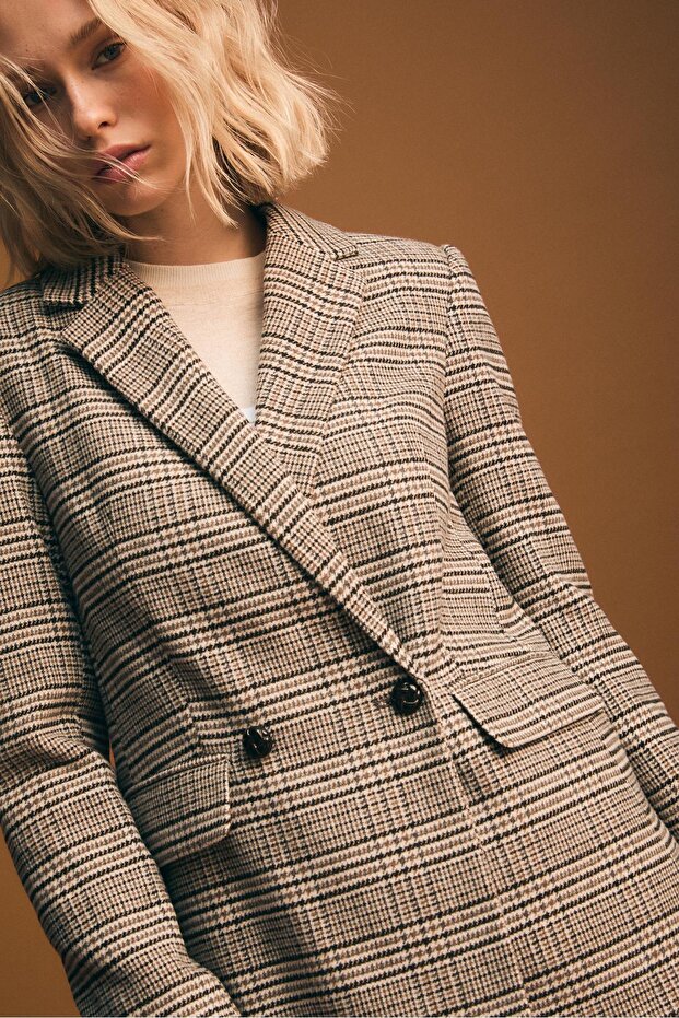 Ekose regular kesim blazer - 1