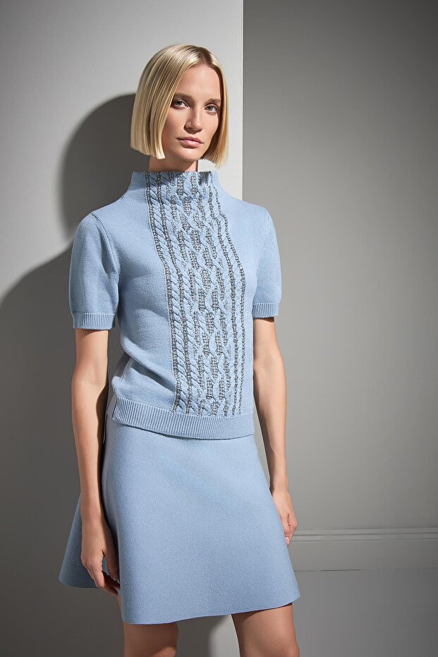 Kloş Mini Triko Etek - 5