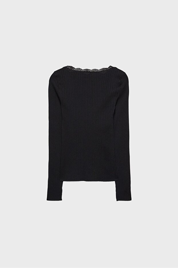 Dantelli dikişsiz tişört - 6