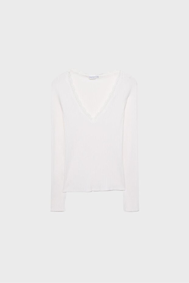 Dantelli dikişsiz tişört - 5