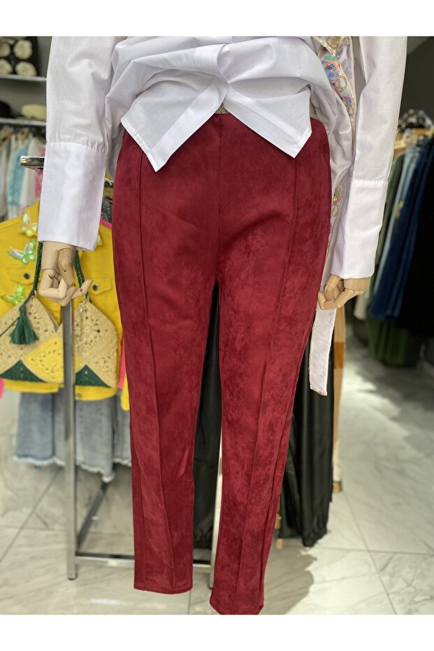 Süet tayt pantolon - 4