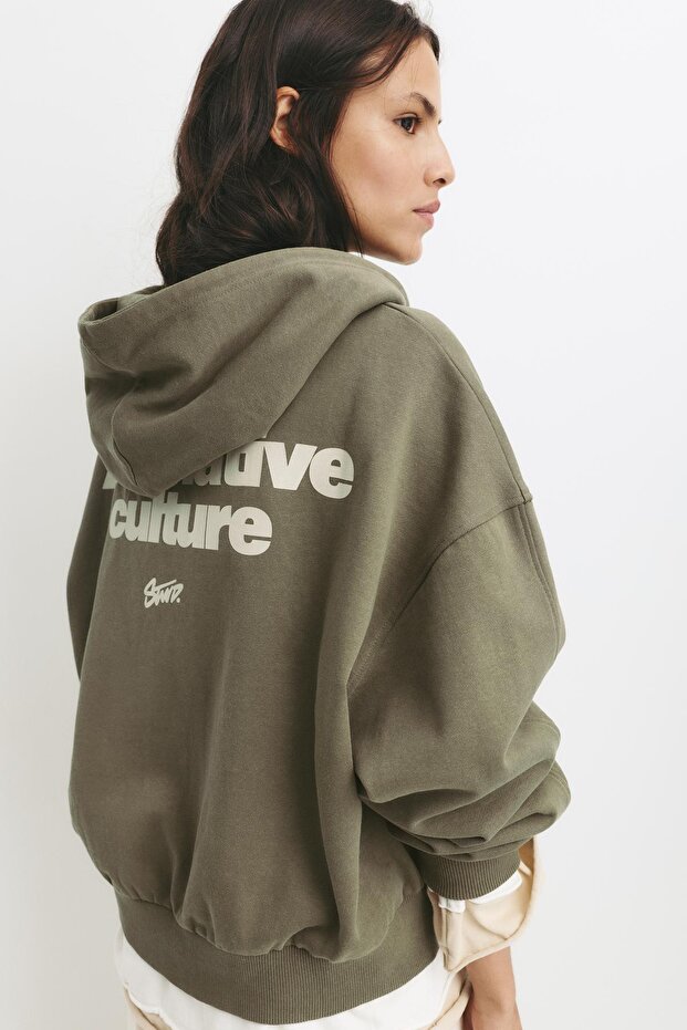 Çift fermuarlı kapüşonlu sweatshirt - 4