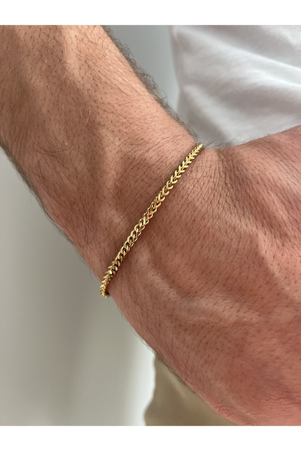Gold Color Men's Herringbone Chain Bracelet – Stainless Steel Stylish Men's Jewelry