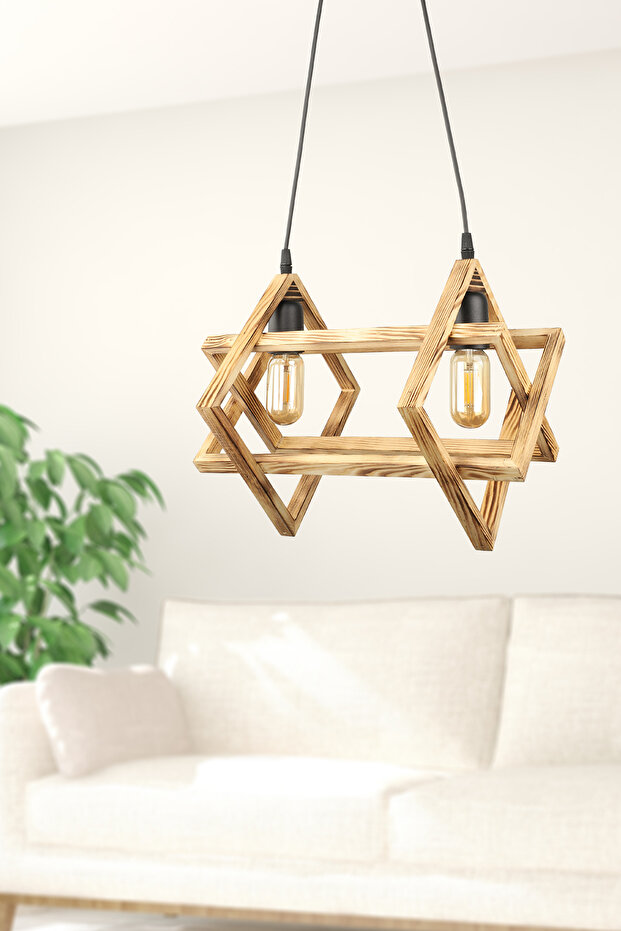 Pentora 2.Li Ahşap Avize - 1