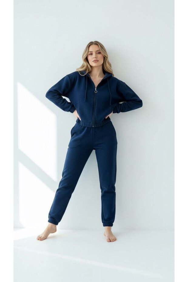 Kapşonlu Crop Sweatshirt - 1