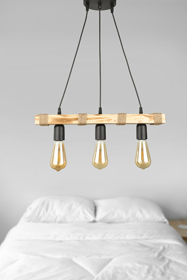 Vero 3.Lü Ahşap Avize - 1