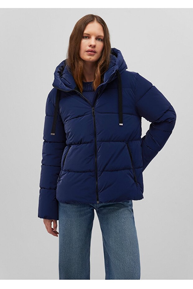 kapüşonlu regular fit şişme mont - 1