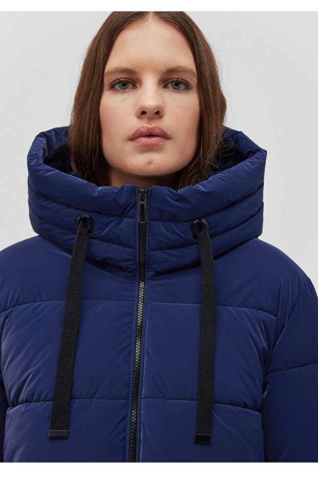 kapüşonlu regular fit şişme mont - 4