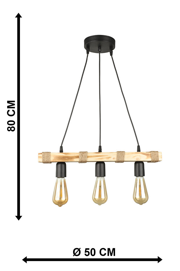 Vero 3.Lü Ahşap Avize - 4