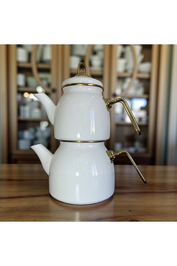 Medium Size Enamel Teapot Set - 3