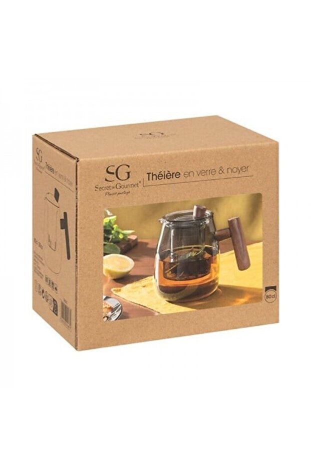 Borosilicate glass teapot with infuser and lid, Twisted Lime Gray, 800 ml - 7