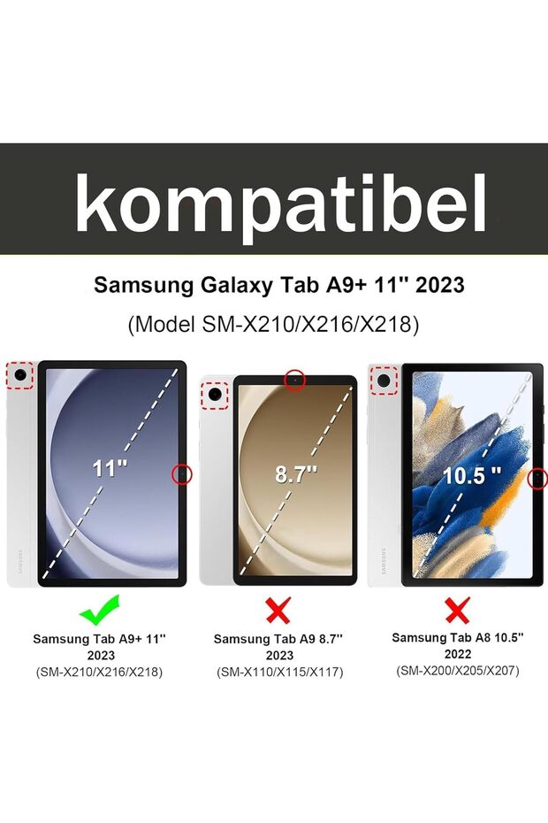 Muzz Galaxy Tab A9 Plus 2023-11 Inch Keyboard Case, Magnetic Wireless Bluetooth QWERTZ Arabic and En - 5