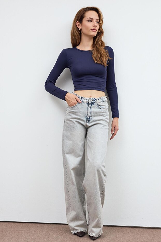 Lacivert Bisiklet Yaka Basic Body - 1