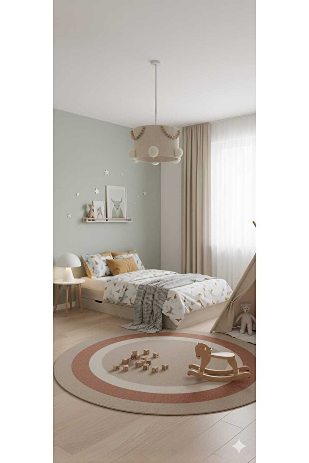 Ekru Makrome Avize Çocuk Odası Avize Bebek Odası Avize Aydınlatma - 5