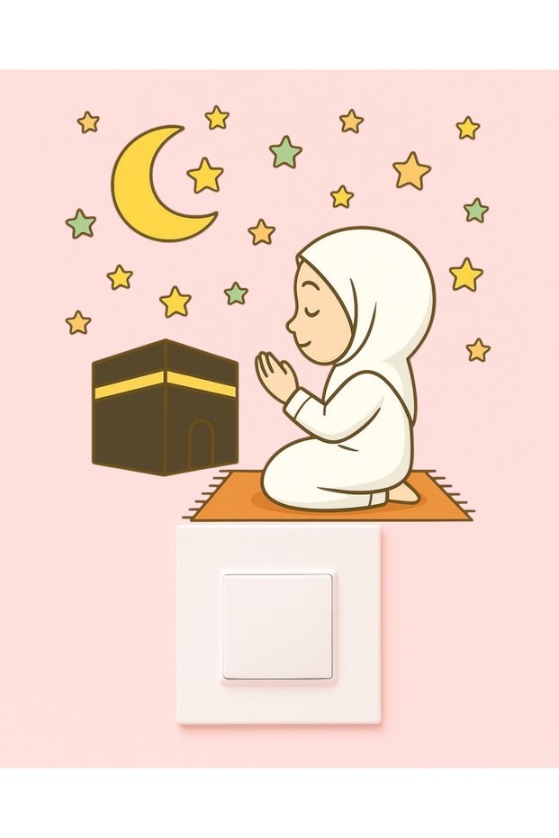Sticker on the Wall - Children's Baby Room Wall Sticker - Girl Praying Ramadan Theme Sticker 4