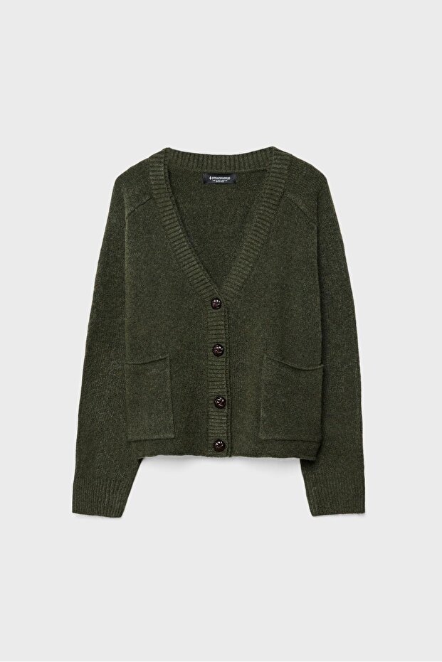 Çift yaka detaylı triko hırka - 6