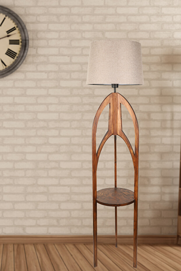 Solen Ahşap Lambader No:01 Hasır Şapka - 1