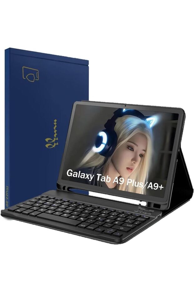 Muzz Galaxy Tab A9 Plus 2023-11 Inch Keyboard Case, Magnetic Wireless Bluetooth QWERTZ Arabic and En - 6
