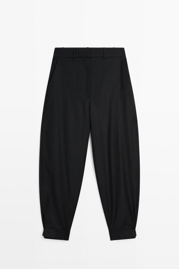 Tokalı yün karışımlı pantolon - 5