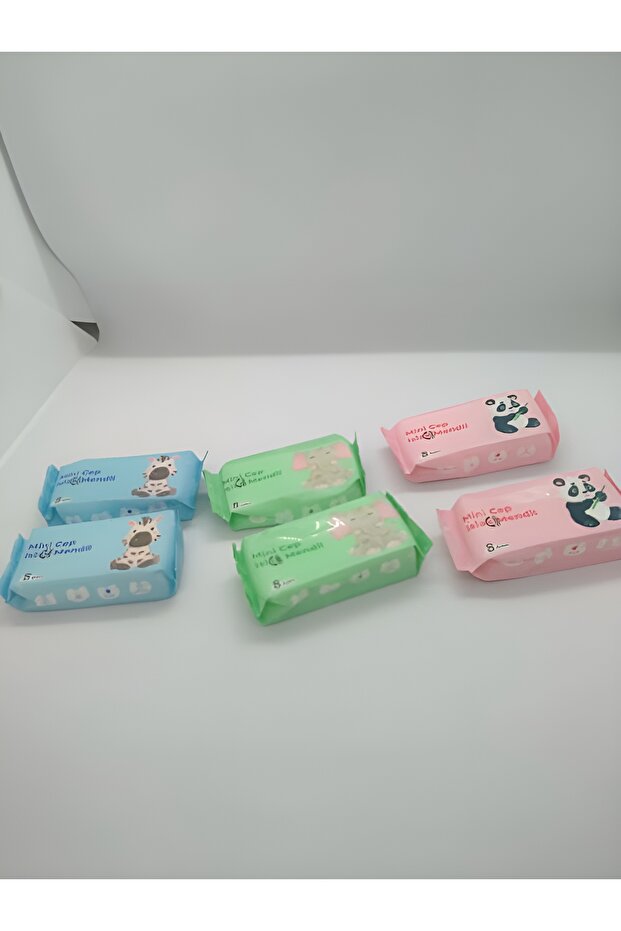 SEVİMLİ HAYVAN TEMALI MİNİ CEP ISLAK MENDİLİ (12 ADET) - 2