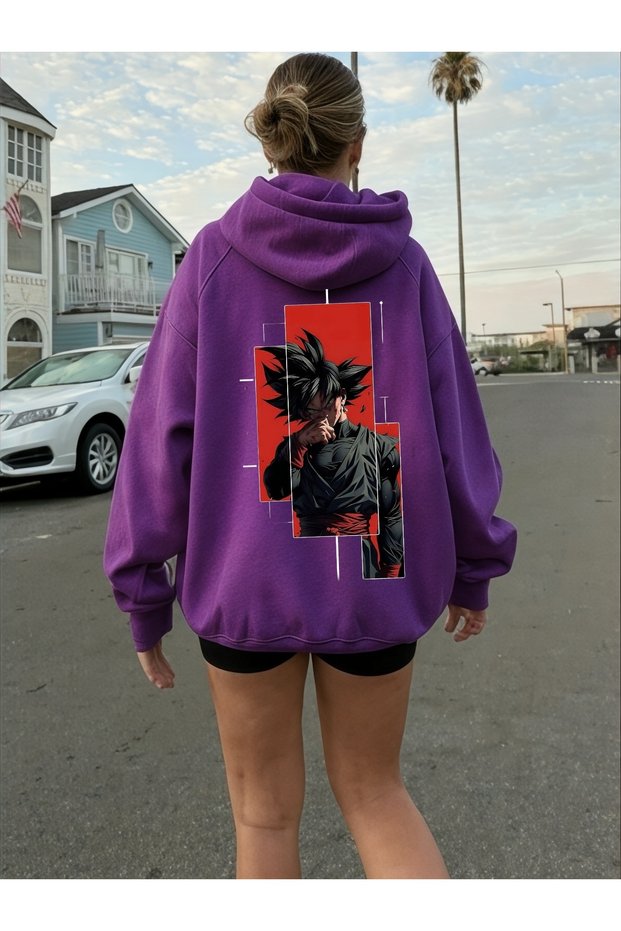 Unisex Dragon Ball Colorful Custom Printed Cotton Oversize Hooded Sweatshirt