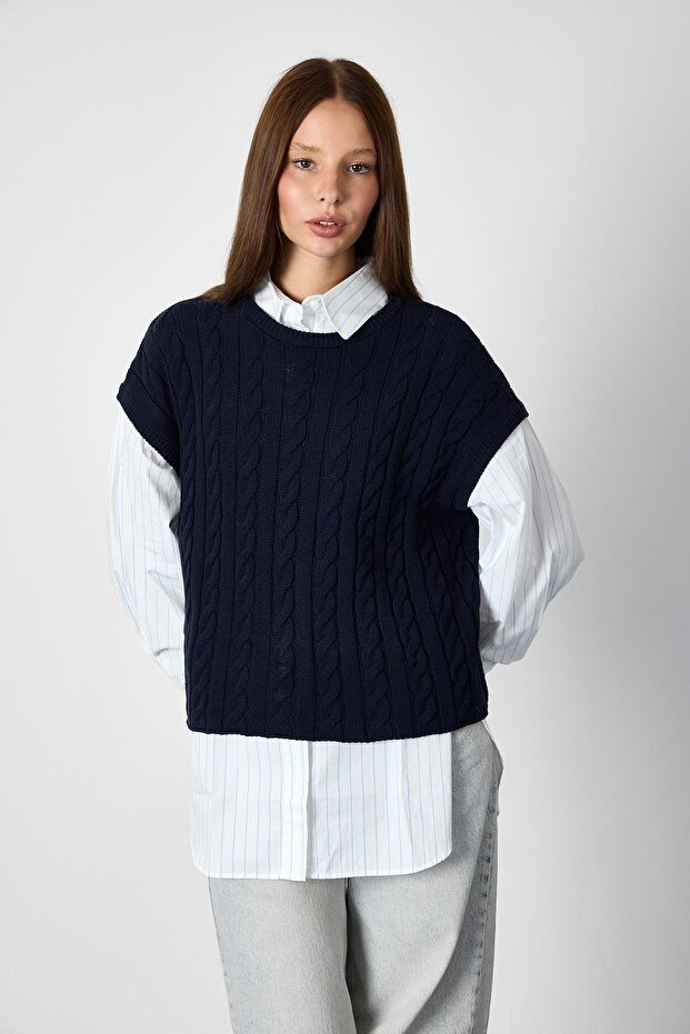 Pulover bleumarin - 1