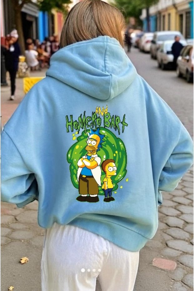 Unisex Homera Bart Colorful Custom Printed Cotton Oversize Hooded Sweatshirt