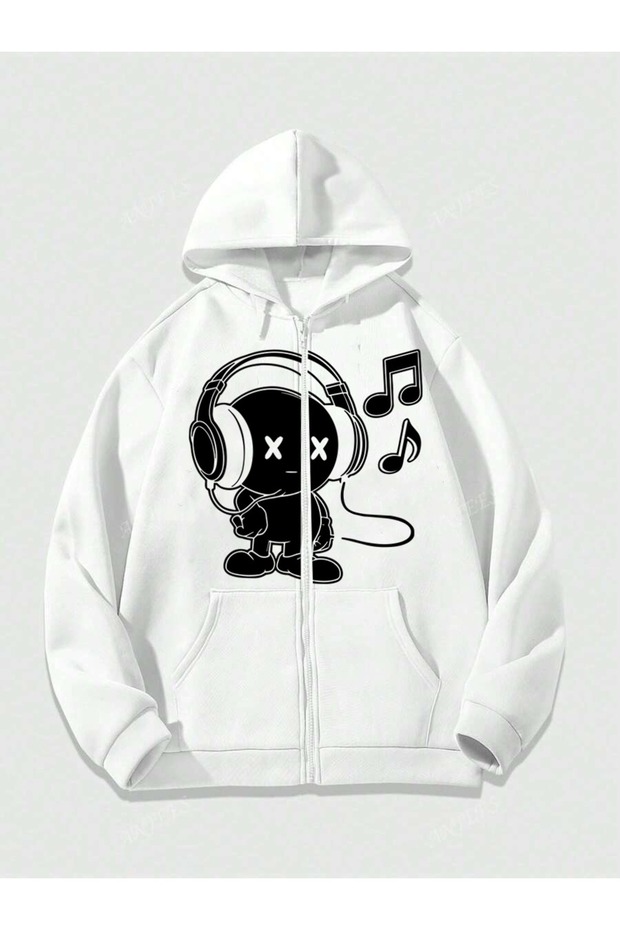 Unisex Zippered Hooded Sweatshirt - Printed1