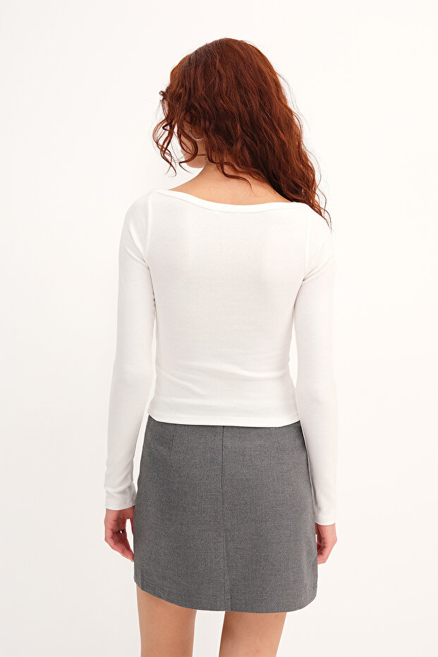 Uzun Kollu Basic Bluz B12189 - 5