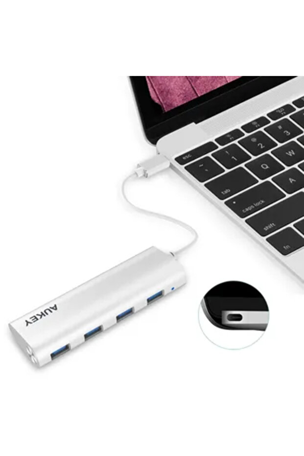 أوكي محول نقل بيانات 4 مخارج USB مع USB Type-C - فضي - 3