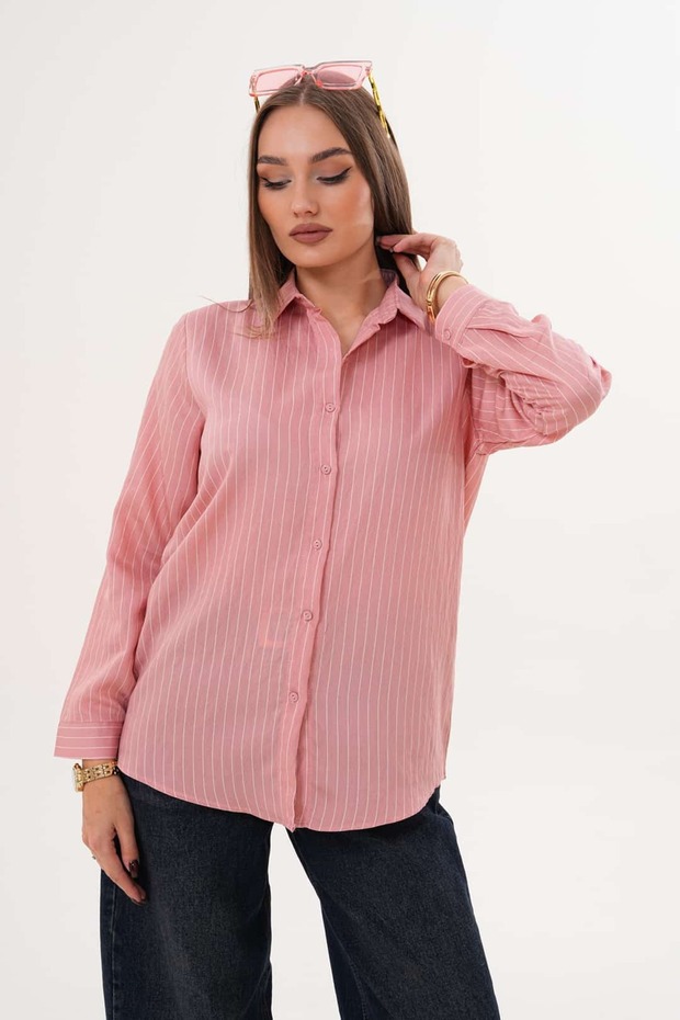 Çizgili Basic Gömlek - 2